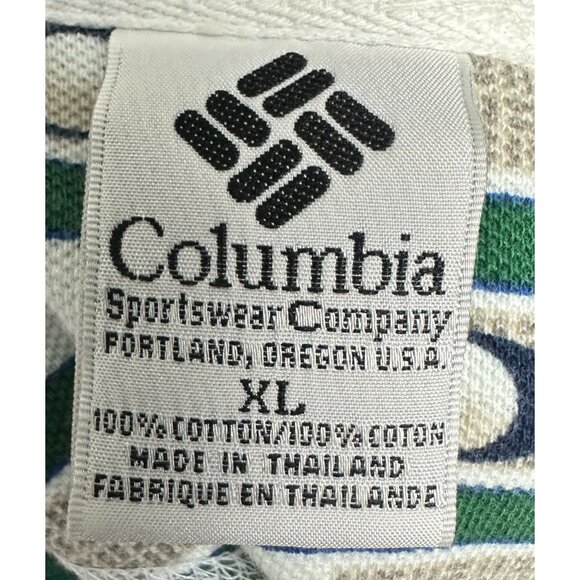 Vintage 90's Columbia Golf Men XL Polo Shirt Green Striped Pattern Short Sleeve - Picture 6 of 12